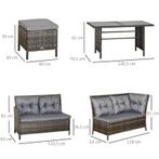 TRUUSK Sitzgarnitur Polyrattan Gartenmöbel Set Lounge Grau,, Verzenden, Nieuw