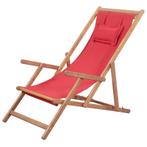 vidaXL Strandstoel inklapbaar stof en houten frame rood, Nieuw, Verzenden