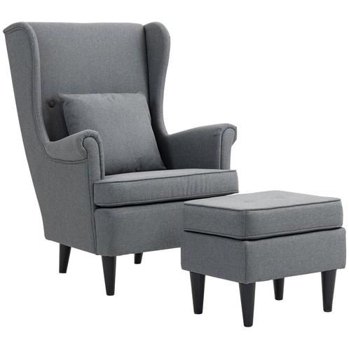 TRUUSK Oorfauteuil Met Voetenbank, Fauteuil Met Linnenlook,, Huis en Inrichting, Fauteuils, Nieuw, Verzenden