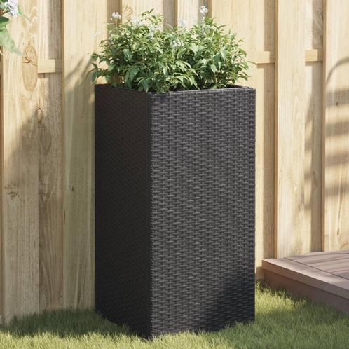 vidaXL Plantenbakken 2 st 40x40x80 cm poly rattan zwart, Tuin en Terras, Bloembakken en Plantenbakken, Nieuw, Kunststof, Verzenden