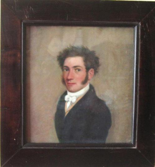 Franse school (XIX) - Jeune homme à la redingote bleue, Antiek en Kunst, Kunst | Schilderijen | Klassiek
