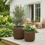 Set van 2 lage plantenpotten - donkerbruin - Ø 33 x 30 cm /, Huis en Inrichting, Kamerplanten, Verzenden