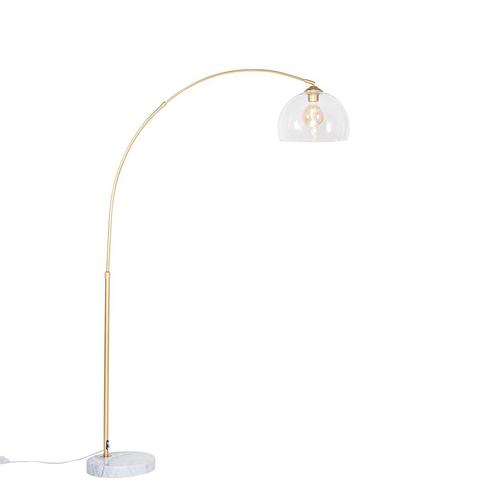 Smart booglamp messing met helder glas incl. Wifi G95 - Arc, Huis en Inrichting, Lampen | Vloerlampen, Nieuw, Overige materialen