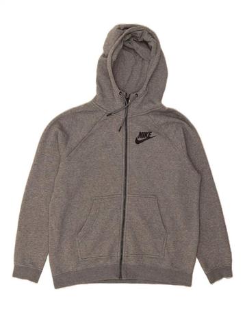 NIKE Mens Zip Hoodie Sweater Large Grey Cotton beschikbaar voor biedingen