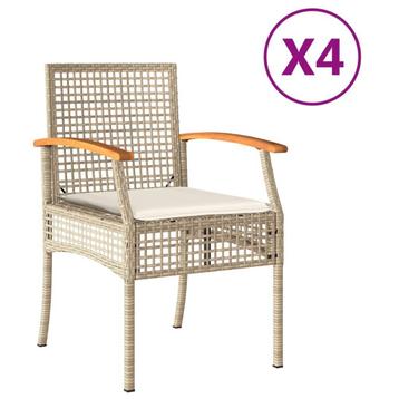 4 Tuinstoelen Beige met Kussens - Tweedekansje! beschikbaar voor biedingen