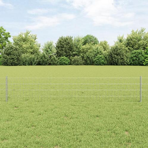 vidaXL Euro Fence met 5 U Palen Zilver 0,4x10 m Staal, Tuin en Terras, Schuttingen, Nieuw, Verzenden