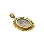 Gouden hanger met emaille portret | Vintage/antiek, Ophalen of Verzenden, Gebruikt, Goud, Overige merken