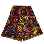 Afrikaanse print stof - Donker Multicolor disks - 100% katoe, Hobby en Vrije tijd, Stoffen en Lappen, Ophalen of Verzenden, Nieuw