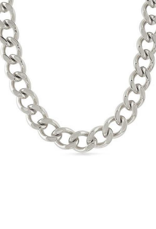 Lange Dikke Zilverkleurige Ketting 14mm Aluminium 925 Verzil, Sieraden, Tassen en Uiterlijk, Kettingen, Zilver, Nieuw, Verstelbaar