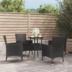 vidaXL 5-delige Bistroset met kussens poly rattan zwart, Tuin en Terras, Verzenden, Nieuw, Rotan, 4 zitplaatsen