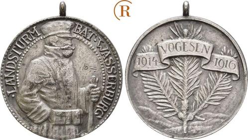 Zilver medaille von Dasio, a d Landsturmbattalion 1916 Ba..., Postzegels en Munten, Penningen en Medailles, Verzenden