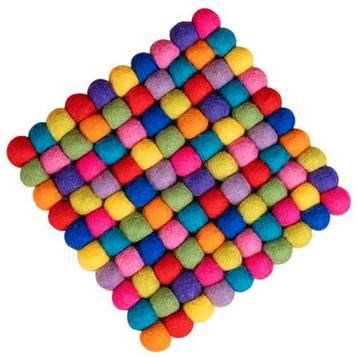 Onderzetter Woltvilt - Multicolor Vierkant - Handmade&Fairma beschikbaar voor biedingen