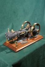Stoommachine - Hout, Messing, Metaal - Werkende horizontale, Antiek en Kunst, Antiek | Speelgoed