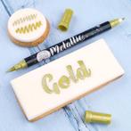 Sweet Stamp Stift Eetbare Inkt Dubbelzijdig Metallic Goud, Verzenden, Nieuw