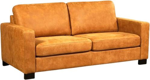 Cognac leren moderne 2.5-zitsbank - poot hout bruin - Kenia, Huis en Inrichting, Banken | Bankstellen, 150 tot 200 cm, 75 tot 100 cm