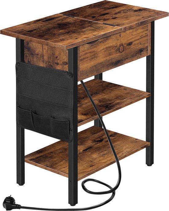 Bijzettafel met Stopcontact & USB-60x40x45 cm-2Kleur, Huis en Inrichting, Tafels | Bijzettafels, 45 tot 60 cm, 55 tot 75 cm, Rechthoekig
