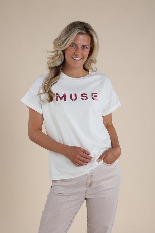 -50% Nukus  Nukus Muse shirt offwhite/magenta  maat XS, Kleding | Dames, T-shirts, Wit, Nieuw, Verzenden