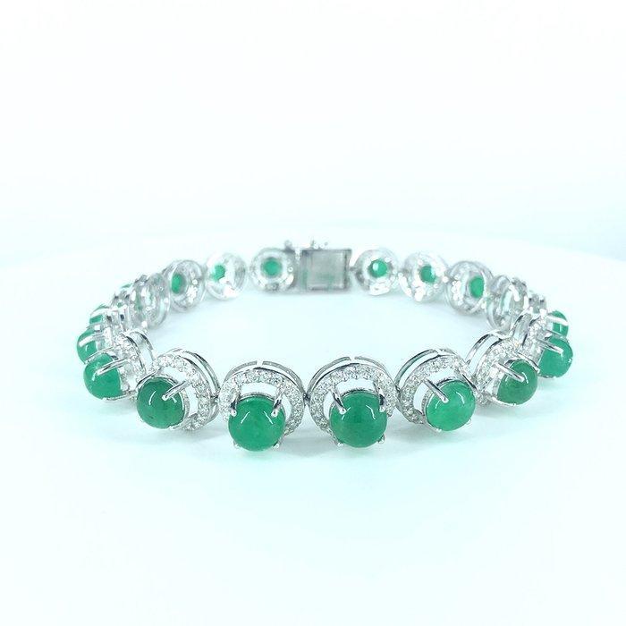 Armband - 14 karaat Witgoud - 20.14ct. tw. Smaragd - Diamant, Sieraden, Tassen en Uiterlijk, Armbanden
