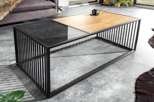 Design salontafel ARCHITECTURE 100cm zwart wild eiken, Huis en Inrichting, Tafels | Salontafels, Ophalen of Verzenden