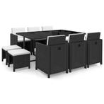 vidaXL 11-delige Tuinset met kussens poly rattan zwart, Verzenden, Nieuw, Rotan, Tuinset