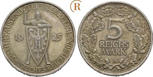 5 Reichsmark Rheinlande 1925 A Weimarer Republik:, Postzegels en Munten, Munten | Europa | Niet-Euromunten, Verzenden