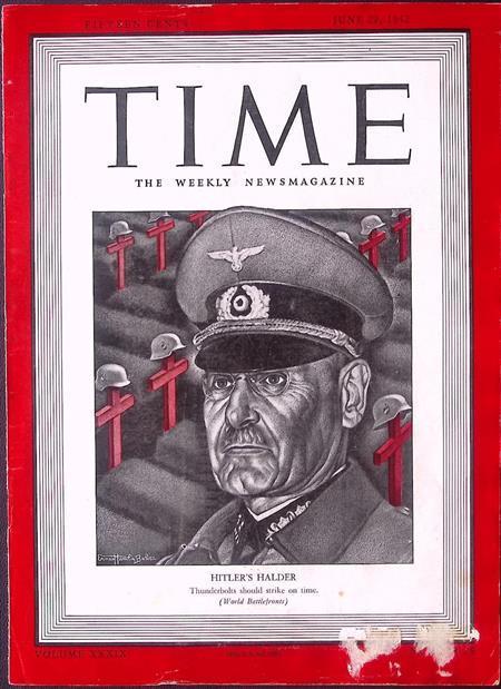 Cover Time Magazine1942 met Franz Halder (lijst optie), Verzamelen, Militaria | Tweede Wereldoorlog, Foto of Poster, Verzenden