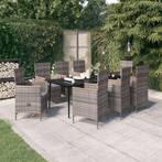 vidaXL 9-delige Tuinset met kussens grijs, Nieuw, 8 zitplaatsen, Tuinset, Verzenden