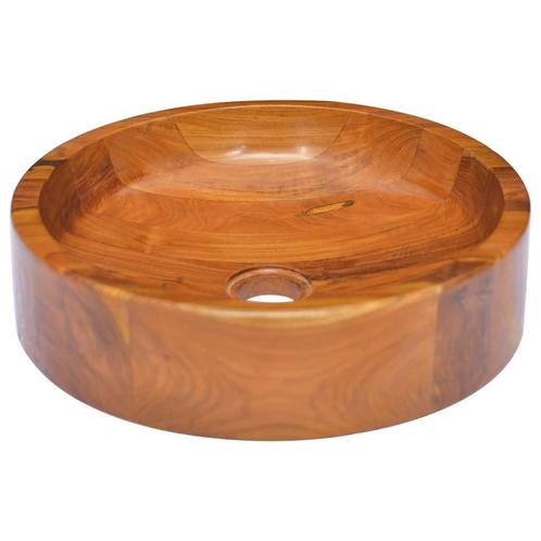 vidaXL Wastafel ø40x10 cm massief teakhout, Doe-het-zelf en Verbouw, Sanitair, Nieuw, Verzenden