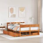 vidaXL Bedframe zonder matras massief grenenhout wasbruin, Huis en Inrichting, Slaapkamer | Bedden, Bruin, Verzenden, Nieuw, 190 cm of minder