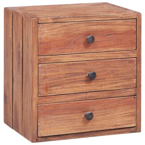 vidaXL Nachtkastje met 3 lades 35x25x35 cm massief, Huis en Inrichting, Slaapkamer | Nachtkastjes, Nieuw, Minder dan 45 cm, Hout