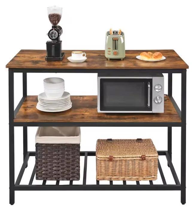 Keukenplank met Werkblad – 3 Lagen en Stalen Frame 120×60×90, Huis en Inrichting, Tafels | Eettafels, Nieuw, Verzenden