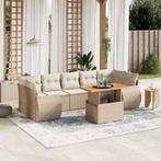 vidaXL 8-delige Loungeset met kussens poly rattan beige, Tuin en Terras, Verzenden, Nieuw, Rotan, Loungeset