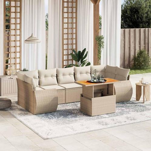 vidaXL 8-delige Loungeset met kussens poly rattan beige, Tuin en Terras, Tuinsets en Loungesets, Loungeset, Nieuw, Rotan, Verzenden