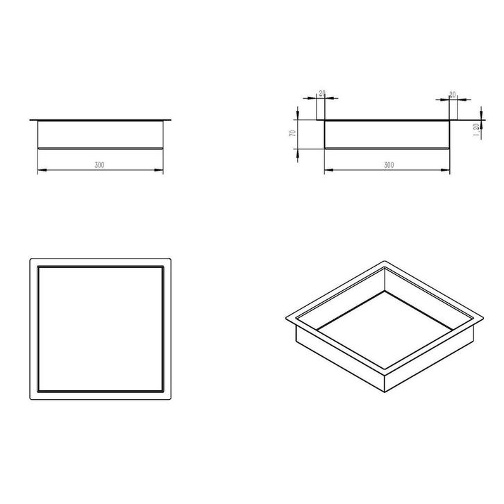 Inbouwnis Wiesbaden 30x30x7 cm RVS Mat Wit, Doe-het-zelf en Verbouw, Sanitair, Ophalen of Verzenden