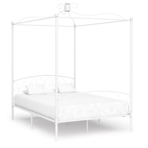 vidaXL Hemelbedframe metaal wit 140x200 cm, Huis en Inrichting, Slaapkamer | Bedden, 140 cm, 200 cm, Wit, Tweepersoons, Nieuw