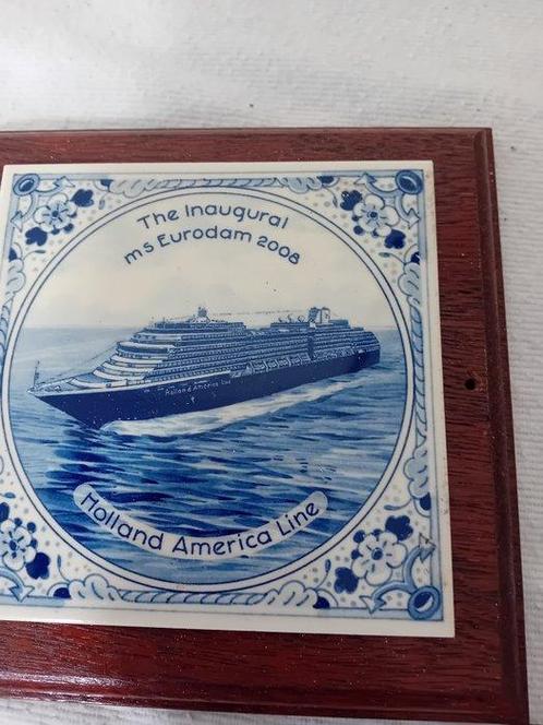 Maritieme objecten (4) - Houten messing Delf blauw tegels-, Antiek en Kunst, Curiosa en Brocante