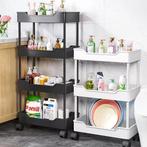 Trolley Opbergrek met Wielen – 3 of 4 Lagen Kunststof Rek, Huis en Inrichting, Kasten | Boekenkasten, Verzenden, Nieuw