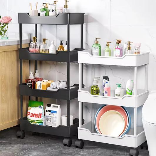Trolley Opbergrek met Wielen – 3 of 4 Lagen Kunststof Rek, Huis en Inrichting, Kasten | Boekenkasten, Nieuw, Verzenden