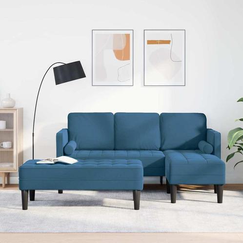 vidaXL Bankstel 2 pcs Blauw 173 x 131 x 67 cm Fluweel, Huis en Inrichting, Banken | Bankstellen, Nieuw, Minder dan 150 cm, Stof