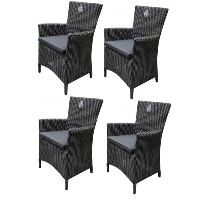 Capri dining tuinstoel antraciet set van 4, Tuin en Terras, Tuinstoelen, Nieuw, Wicker, Ophalen of Verzenden