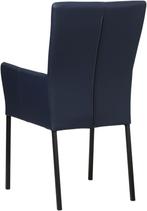 Blauwe leren moderne eetkamerstoel - poot vierkant zwart - H, Huis en Inrichting, Stoelen, Overige kleuren, Nieuw, Leer, Ophalen of Verzenden