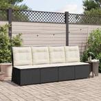 vidaXL Tuinbank met kussen Zwart Poly riet, Tuin en Terras, Tuinsets en Loungesets, Verzenden, Nieuw, Rotan