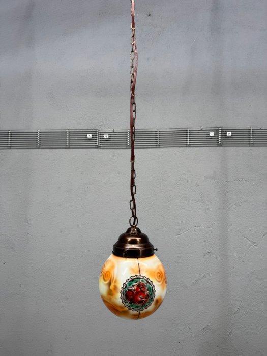 Lamp - Glas, Metaal - Art deco hanglamp, Antiek en Kunst, Kunst | Designobjecten