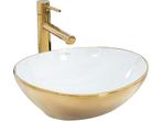 Rea Sofia Gold/White Opzetwastafel Wit En Goud 41x34,5 cm, Huis en Inrichting, Woonaccessoires | Overige, Verzenden, Nieuw