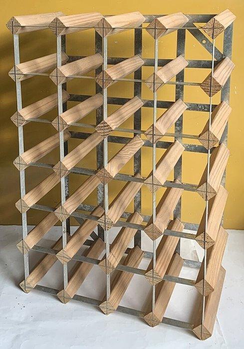 Wijnrek - hout en metaal - 24 vakken, Antiek en Kunst, Curiosa en Brocante