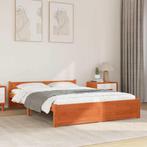 vidaXL Bedframe Wasbruin 140 x 190 cm Massief grenenhout, Verzenden, Nieuw, Bruin, Hout