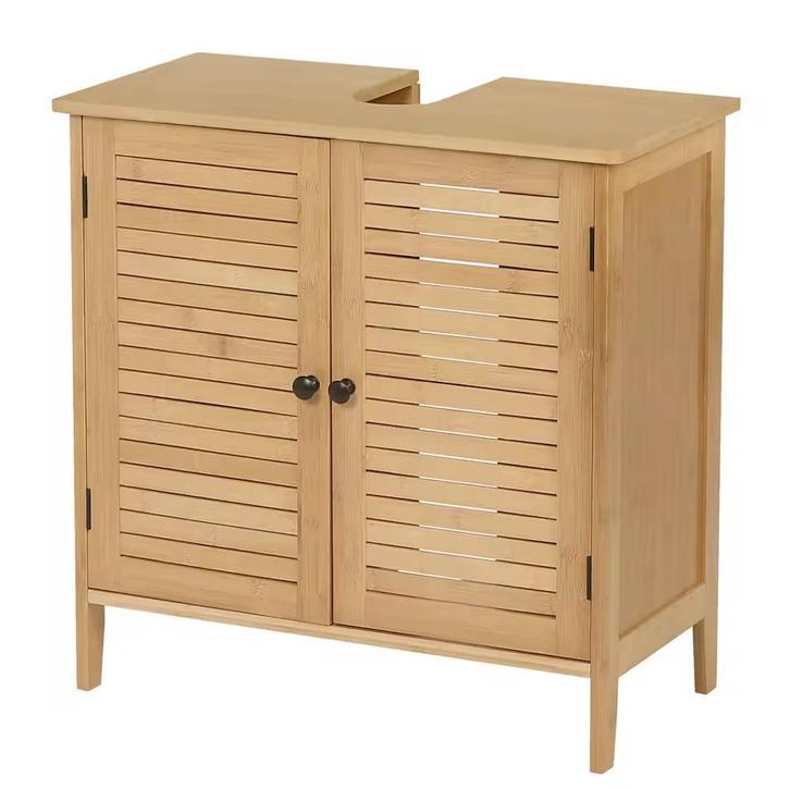 Bamboe Wastafelkast met 2 Deuren – 60x30x60cm – Nieuw, Huis en Inrichting, Badkamer | Badkamermeubels, 25 tot 50 cm, Nieuw, Wastafelkast