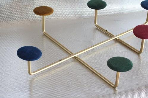 Kapstok - Metaal, Velours - Vintage velours knoppen, Antiek en Kunst, Curiosa en Brocante