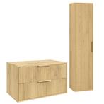 Wastafelkast Rimini 80 cm - Eiken -  Badmeubel met Kolomkast, Verzenden, Nieuw, Wastafelkast