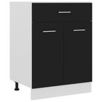vidaXL Onderkast met lade Lyon 60x46x81,5 cm bewerkt hout, Huis en Inrichting, Keuken | Keukenelementen, Verzenden, Nieuw, Zwart